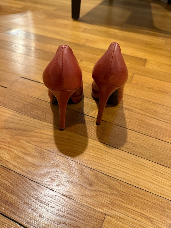 Casadei Red Pointed Toe Leather Buckle Stiletto Pumps